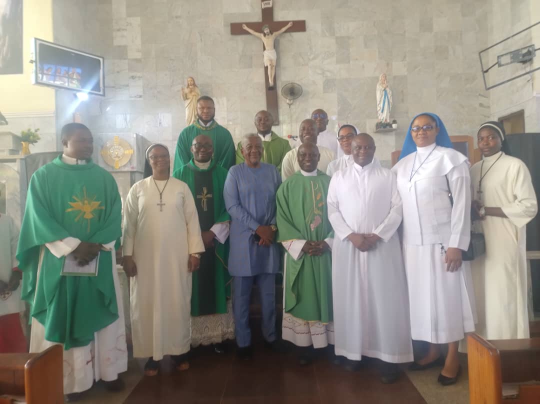 Clergy and religious sisters joining the birthday celebration