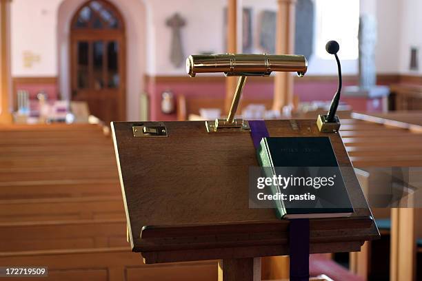 Church pulpit with microphone - where inspiring sermons are delivered to the congregation